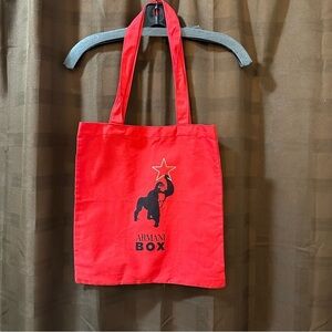 Giorgio Armani Beauty Armani Box Red Canvas Tote Bag Uri the Gorilla Gold Star
